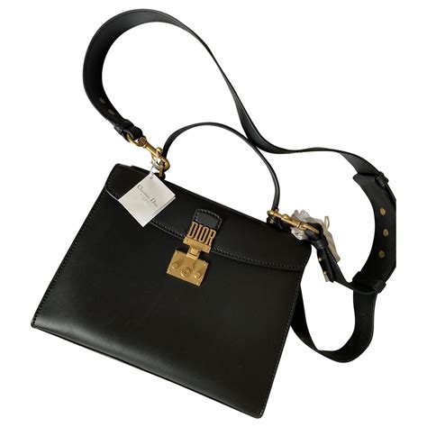 christian dior black leather bag|Christian Dior personalized bag.